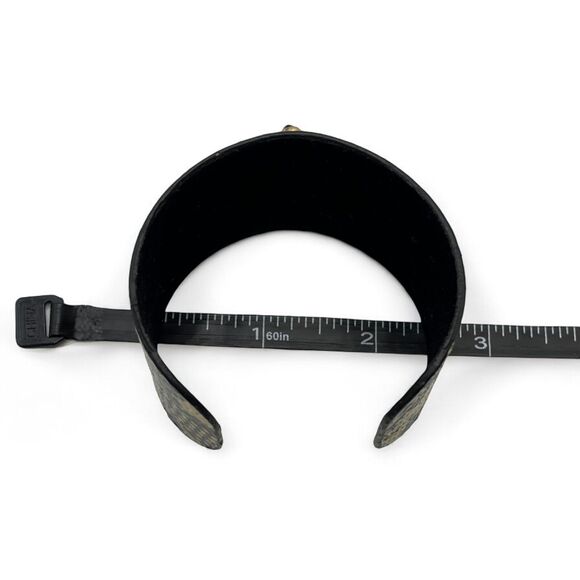 Snakeskin Print Bracelet Cuff Black Simulated Stone Arrowhead Southwest Chunky - Picture 12 of 16